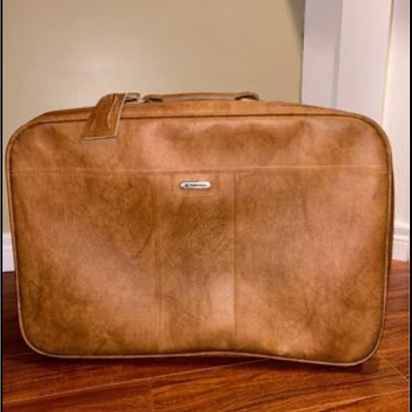 Samsonsite Cordoba Suitcase Brown Faux Leather Vintage - Picture 1 of 7